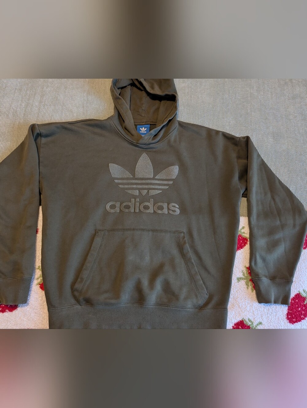 Adidas Olive Green Trefoil Pullover Hoodie Size Medium